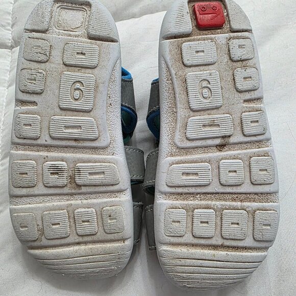 See Kai Run Kids Sandals Size 6 Grey Blue Adjustable Straps - Picture 4 of 5